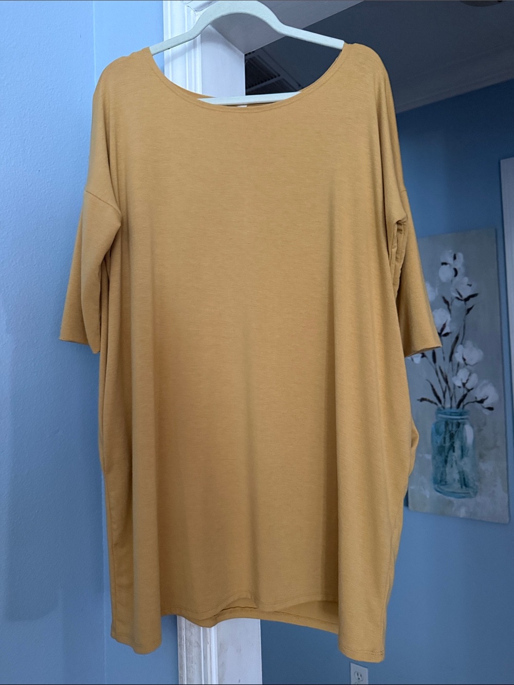 Women’s Relaxed Short-Sleeve Top in Mustard, VERY oversized!